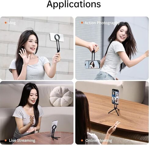 VBESTLIFE Magnetic Phone Tripod Stand, Metal Smartphone Mini Tripod Pocket Cell Phone Stand Strong Magnet Quick Mount Compatible with for iOS 17 16 15 14 13 12 (Black) in Saudi Arabia