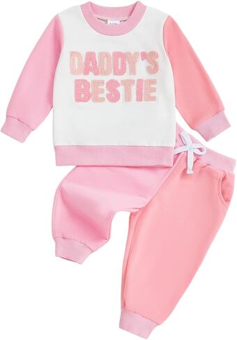 Toddler Baby Girl Clothes Long Sleeve Bow Print Sweatshirt Top And Pants Set Cute Girl Fall Winter Outfits in Kuwait