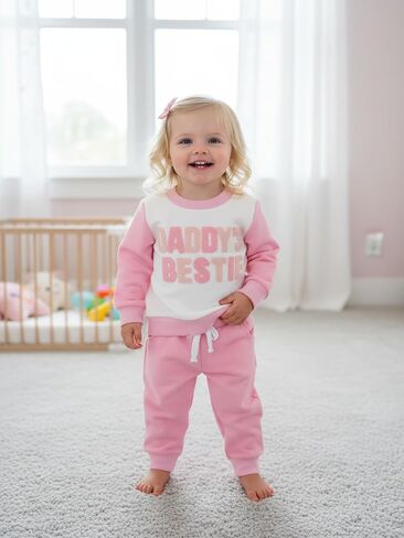 Toddler Baby Girl Clothes Long Sleeve Bow Print Sweatshirt Top And Pants Set Cute Girl Fall Winter Outfits in Kuwait