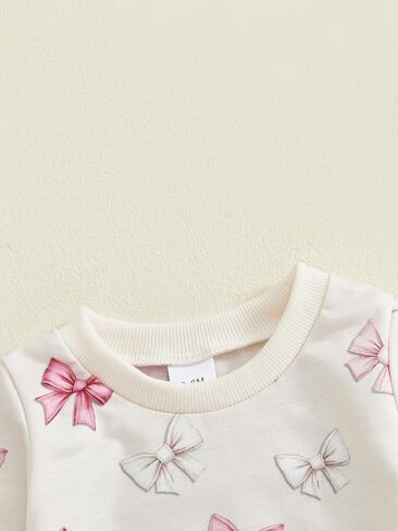 Toddler Baby Girl Clothes Long Sleeve Bow Print Sweatshirt Top And Pants Set Cute Girl Fall Winter Outfits in Kuwait