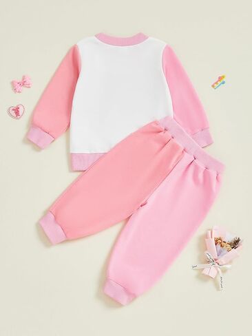 Toddler Baby Girl Clothes Long Sleeve Bow Print Sweatshirt Top And Pants Set Cute Girl Fall Winter Outfits in Kuwait