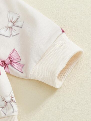 Toddler Baby Girl Clothes Long Sleeve Bow Print Sweatshirt Top And Pants Set Cute Girl Fall Winter Outfits in Kuwait