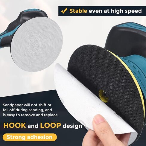 HARFINGTON 50 Pcs 5 Inch Sanding Disc 120 Grit Hook and Loop Sandpaper Random Orbital Sander Pads for Woodworking Automotive Metal Polishing, White in Saudi Arabia