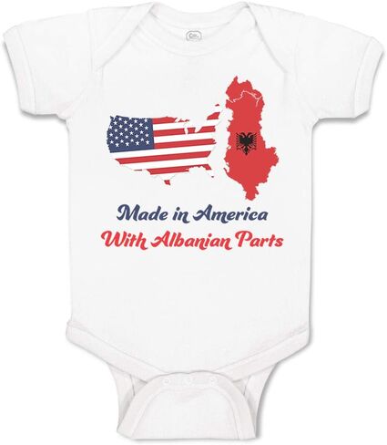 Cute Rascals Baby Bodysuit Made in America with Albanian Parts Boy & Girl Baby Clothes Funny Cotton A White Design Only 12 Months in Saudi Arabia