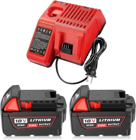 بديل 8.0 أمبير لبطارية ميلووكي 18 فولت وشاحن متوافق مع بطارية ميلووكي 18 فولت 48-11-1860 48-11-1850 48-11-1862 48-11-1828(8.0 أمبير) in Kuwait