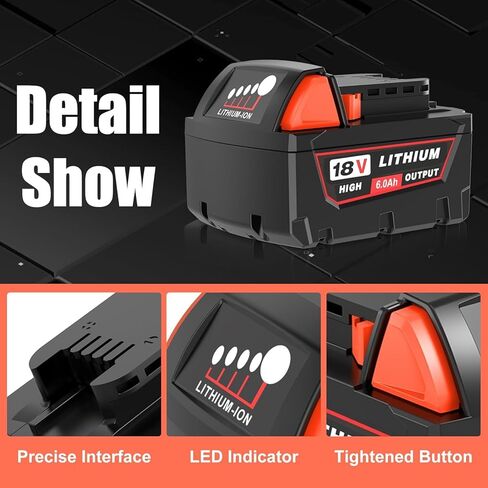 بديل 8.0 أمبير لبطارية ميلووكي 18 فولت وشاحن متوافق مع بطارية ميلووكي 18 فولت 48-11-1860 48-11-1850 48-11-1862 48-11-1828(8.0 أمبير) in Kuwait