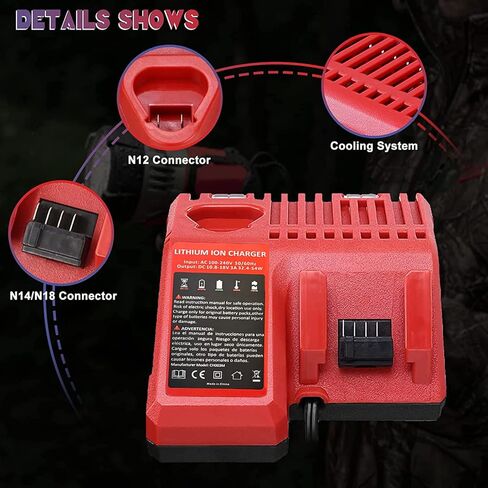 بديل 8.0 أمبير لبطارية ميلووكي 18 فولت وشاحن متوافق مع بطارية ميلووكي 18 فولت 48-11-1860 48-11-1850 48-11-1862 48-11-1828(8.0 أمبير) in Kuwait