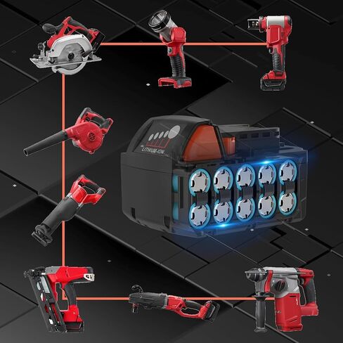 بديل 8.0 أمبير لبطارية ميلووكي 18 فولت وشاحن متوافق مع بطارية ميلووكي 18 فولت 48-11-1860 48-11-1850 48-11-1862 48-11-1828(8.0 أمبير) in Kuwait