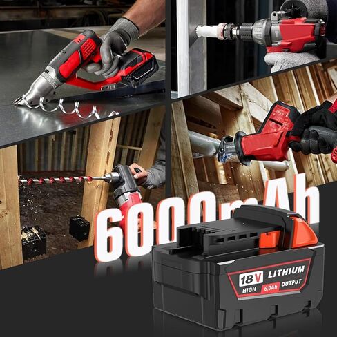 بديل 8.0 أمبير لبطارية ميلووكي 18 فولت وشاحن متوافق مع بطارية ميلووكي 18 فولت 48-11-1860 48-11-1850 48-11-1862 48-11-1828(8.0 أمبير) in Kuwait