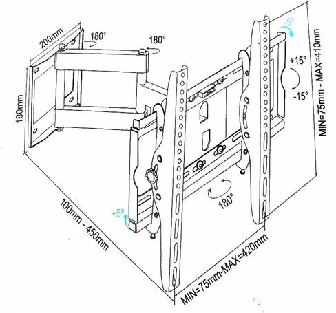 DL-WA-88ST 50KG 55" 42" 3 Arm Retractable Full Motion LCD Wall Mount Bracket LED TV Pull Down TV Lift in Saudi Arabia