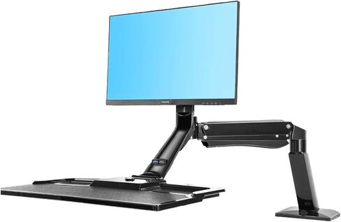 40 Ergonomic Height Adjustment Computer Sit Stand Workstation 22-32 Inch Monitor Mount Bracket with Keyboard Board Desk Stand in Saudi Arabia