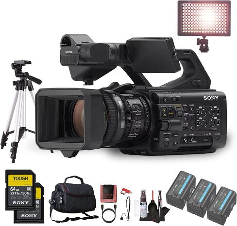 Sony PXW-Z300 3-CMOS XDCAM Camcorder | Shoulder-Mount Professional Video Camera with 17x Zoom Lens | 3 x BP-U35 Battery + 2 x 64GB Tough Memory Card + Large Case + LED Light + More in Saudi Arabia