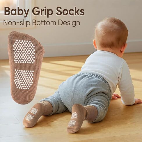 HONGTEYA 9 Pairs Toddler Boys Socks, Baby Non Slip Socks for Infant Cotton Sock with Grippers 0-5 Years in Saudi Arabia