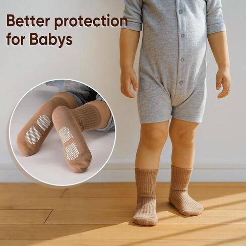 HONGTEYA 9 Pairs Toddler Boys Socks, Baby Non Slip Socks for Infant Cotton Sock with Grippers 0-5 Years in Saudi Arabia