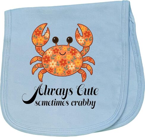inktastic Crab Always Cute Sometimes Crabby Baby Burp Cloth White 45788 in Saudi Arabia