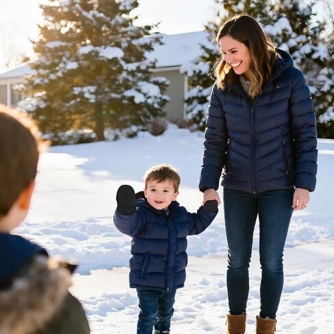 قفازات شتوية للأطفال الصغار قفازات مبطنة بالصوف مقاومة للماء للجنسين سهلة الارتداء قفازات دافئة للثلج في الهواء الطلق صبي فتاة أطفال in Kuwait