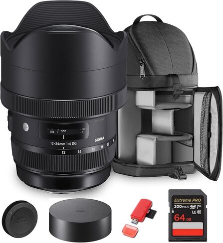 Sigma 12-24mm f/4 DG HSM Art Lens for Canon EF (MFR Part # 205954) Bundle. Ideal for Professional Portraits Weddings Indoor/Outdoor Adventure, Wildlife, Travel & Photography use + Accessories in Saudi Arabia
