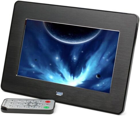 إطار صور رقمي ذكي مقاس 7 بوصات مع جهاز تحكم عن بعد، ولوحة LCD بشاشة LED، ويدعم محرك USB صغير وفتحة SD، ومشغل موسيقى، وإطار صور رقمي لساعة منبه in Saudi Arabia