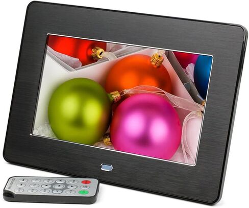 إطار صور رقمي ذكي مقاس 7 بوصات مع جهاز تحكم عن بعد، ولوحة LCD بشاشة LED، ويدعم محرك USB صغير وفتحة SD، ومشغل موسيقى، وإطار صور رقمي لساعة منبه in Saudi Arabia