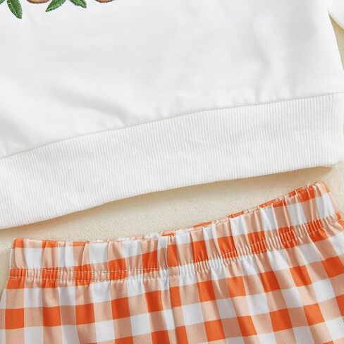 Kids Toddler Baby Girl Halloween Outfits Long Sleeve Pumpkin Ghost Embroidery Sweatshirt Plaid Flare Pants Clothes Set in Saudi Arabia