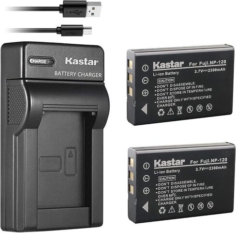 Kastar Battery (X2) & Slim USB Charger for Fujifilm NP-120 NP120 FNP120 D-LI7 DB-43 and Fujifilm Finepix 603 M603 F10 F11 Zoom Optio 450 550 555 750 750Z MX MX4 Camera in Saudi Arabia