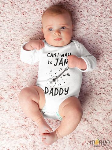 Baby Bodysuit, Kids & Toddler T-Shirt – 'Can't Wait to Jam with Daddy' Guitar Design Gift for New Dads in Saudi Arabia