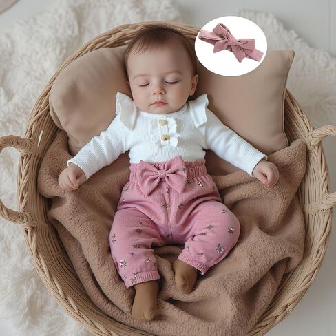 Newborn Baby Girl Clothes Cute Ribbed Romper Floral Pants Headband Infant 3pcs Set Fall Winter Outfits For Girls in Saudi Arabia