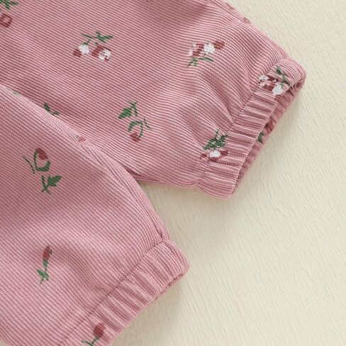 Newborn Baby Girl Clothes Cute Ribbed Romper Floral Pants Headband Infant 3pcs Set Fall Winter Outfits For Girls in Saudi Arabia