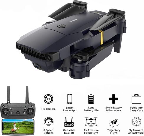 سكاي هوك بدون طيار مع الكاميرا | طائرات بدون طيار كوادكوبتر للأطفال، طائرة بدون طيار للبالغين، طائرة بدون طيار للمبتدئين والمحترفين | صور ومقاطع فيديو عالية الدقة، قابلة للطي، شاحن Ulti 4 منافذ مع شاحن سريع Boltz Pro Lightning Fast in Kuwait