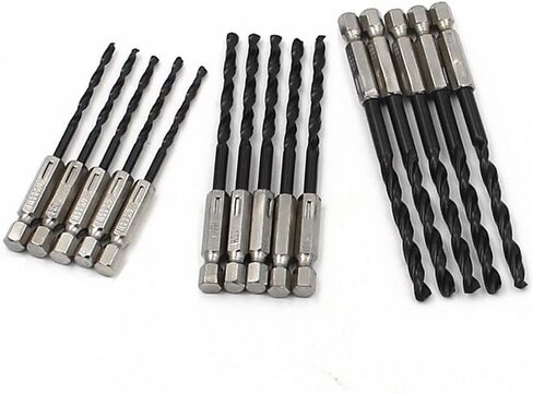15 PCS 1/4" Hex Shank Drill Bit Set, Hss Nitriding Twist Drill Bits for Impact Driver, for Wood, Steel, Metal, and Plastic, Quick Change in Saudi Arabia