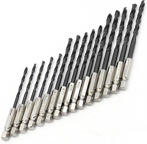 15 PCS 1/4" Hex Shank Drill Bit Set, Hss Nitriding Twist Drill Bits for Impact Driver, for Wood, Steel, Metal, and Plastic, Quick Change in Saudi Arabia