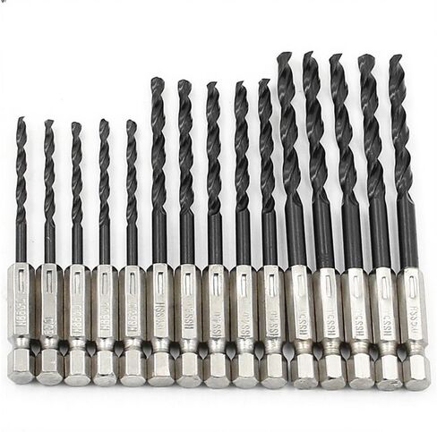 15 PCS 1/4" Hex Shank Drill Bit Set, Hss Nitriding Twist Drill Bits for Impact Driver, for Wood, Steel, Metal, and Plastic, Quick Change in Saudi Arabia