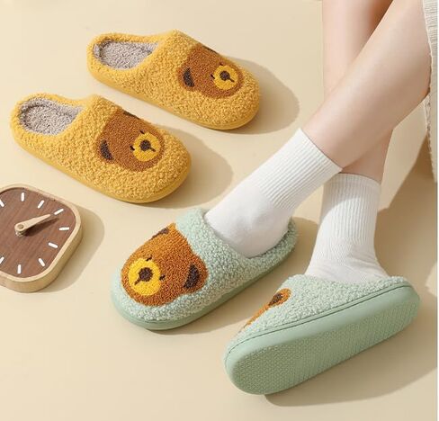 Slippers for Women Men Cute Bear Plush Indoor Couple House Slippers in Saudi Arabia