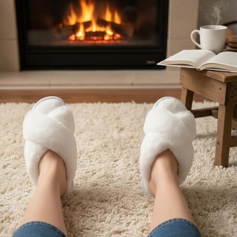 Women's Slippers Cross Band Memory Foam House Slippers Open Toe in Saudi Arabia