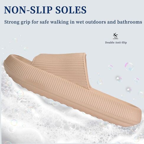Cloud Slippers for Women and Men, Ultra Comfortable Pillow House Slippers, Lightweight Shower Shoes with Thick Sole, Non-Slip Bathroom Sandals, Easy to Clean, Indoor & Outdoor Slides in Saudi Arabia