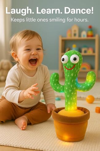 Dancing Talking Cactus Toy, 120 English Songs, Voice Mimicking, 4-Level Volume Control in Saudi Arabia
