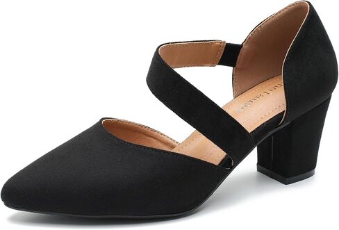Enelauge Women's Closed Toe Pumps Strappy Chunky Heels Pointed Toe Low Block Heels Comfortable Dress Wedding Bride Prom Shoes in Kuwait