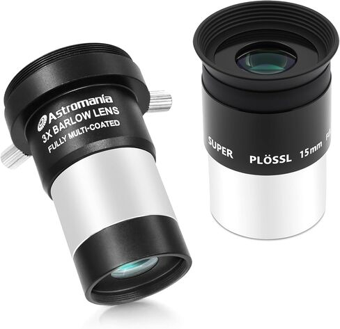 Astromania 1.25" 15mm Super Plossl Telescope Eyepiece - Bundle with - 3X Barlow Lens 1.25 inch in Saudi Arabia