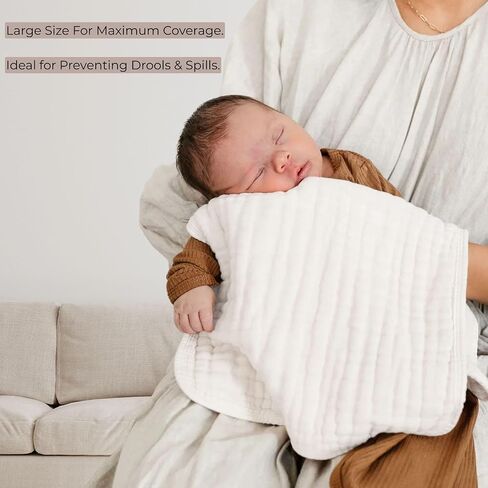 Muslin Baby Burp Cloths for Newborn - 5 Pack, Soft and Absorbent Organic Cotton, 20"x10", Large, Baby Essentials for Boys and Girls, Gender Neutral Solid Colors in Saudi Arabia