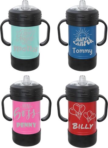 Customized Stainless Steel Sippy Cups, Personalized Kids Tumblers with Handle, Reusable Infants and Toddler Cups in Saudi Arabia