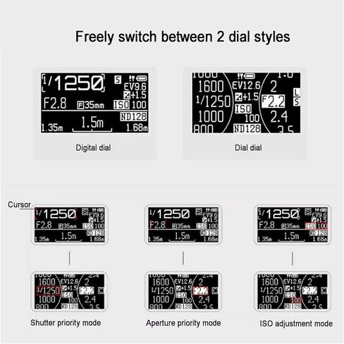 OLED Light Meter, Film Camera Light Meter, with Viewfinder, 17° Metering, with Cold Shoe Mount, Adjust ISO, Aperture and Shutter Speed Photography, for Vintage Cameras(Silver) in Saudi Arabia