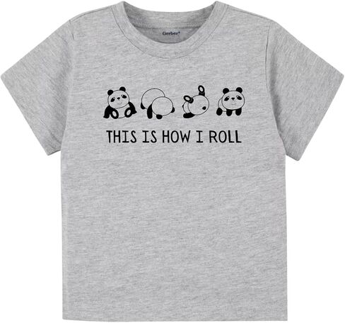 This Is How I Roll Panda Cute Baby Bodysuit, Kids & Toddler T-Shirt - Funny Outfit for Girls Boys Baby Shower Foodie Tee in Saudi Arabia