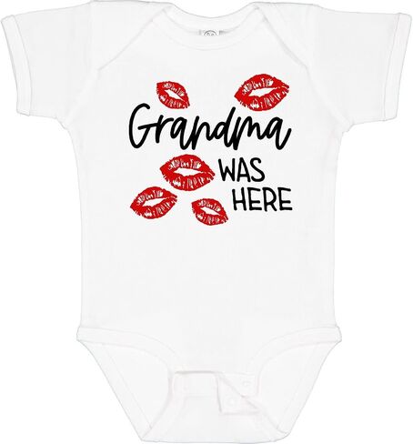 inktastic Grandma Was Here Red Kisses Baby Bodysuit in Saudi Arabia