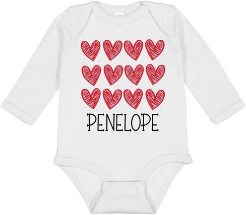 TATY Kids Hearts Penelope Long Sleeve Baby Infant Bodysuit in Saudi Arabia