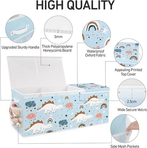 Extra Large Collapsible Toy Box with Lids, Sturdy Storage Organizer for Kids, 38"x16"x13" Toy Chest for Playroom, Nursery, Bedroom, Living Room (Woodland Animals) in Saudi Arabia