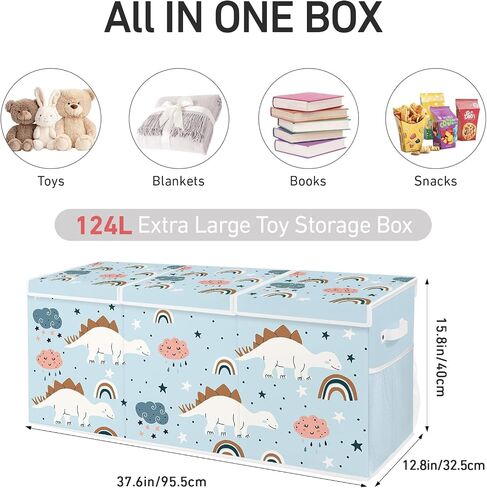 Extra Large Collapsible Toy Box with Lids, Sturdy Storage Organizer for Kids, 38"x16"x13" Toy Chest for Playroom, Nursery, Bedroom, Living Room (Woodland Animals) in Saudi Arabia