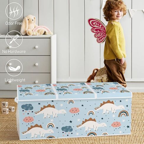 Extra Large Collapsible Toy Box with Lids, Sturdy Storage Organizer for Kids, 38"x16"x13" Toy Chest for Playroom, Nursery, Bedroom, Living Room (Woodland Animals) in Saudi Arabia