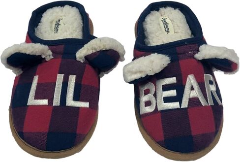 Dearfoams Womens Blue & Red Plaid Check Sherpa Lil Bear Holiday Slippers 7-8 in Saudi Arabia