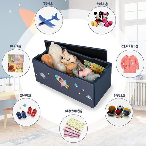 HONEY JOY Pink Wooden Toy Box, 2 in 1 Crown Toy Storage Chest with Safety Hinged Lid, Kids Toy Storage Bench for Playroom Bedroom, Children's Furniture, Gift for Princess Girls Age 3+, Pink in Saudi Arabia