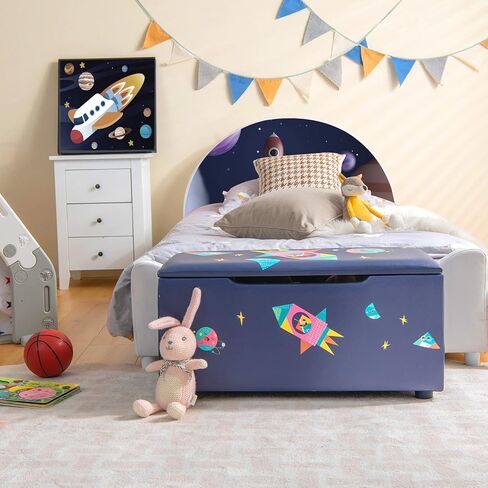 HONEY JOY Pink Wooden Toy Box, 2 in 1 Crown Toy Storage Chest with Safety Hinged Lid, Kids Toy Storage Bench for Playroom Bedroom, Children's Furniture, Gift for Princess Girls Age 3+, Pink in Saudi Arabia